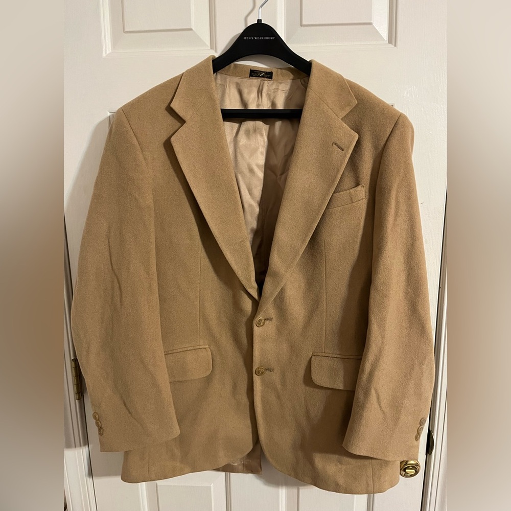 Robert Stock Sport Coat Mens 40L Tan Camel Blazer Two Button Single Vent Lined